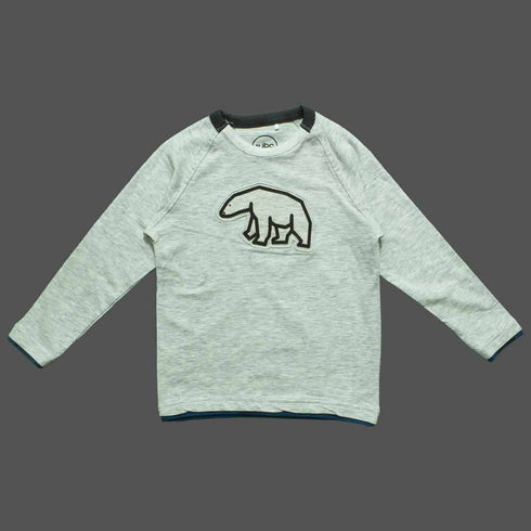 JBC Polar Bear Applique Boys Premium Cotton Ash White Tshirt