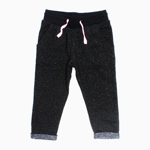 Terranova Girls Silver shine Black Cotton Terry Trouser