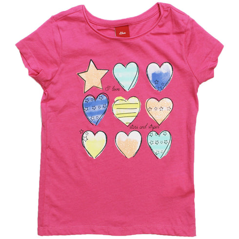 S.Oliver Stars and Stripes Glitter Print Premium Cotton Pink Tshirt