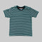 Dark Green and White Boys Stripes Cotton Tshirt