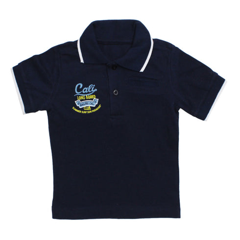Z Boys Wear Poly Cotton Pique Navy Blue Printed Polo