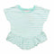 MANGO Green and White Stripes Fashion Frill Tshirt