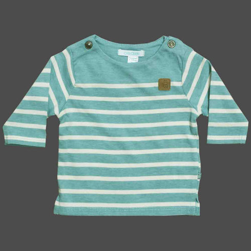 OBAIBI Shoulder Fit Blue and White Stripes Premium Winter Cotton Tshirt