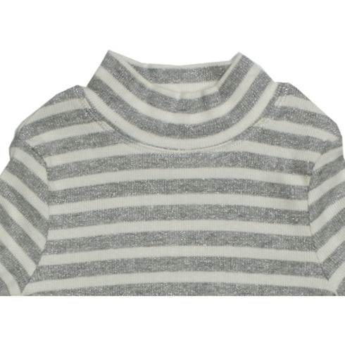 NUTMEG Disco Grey Stripes Girls premium Cotton High Neck