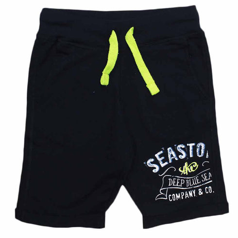 BLUE SEVEN Green Dore Cotton Terry Printed Navy Shorts