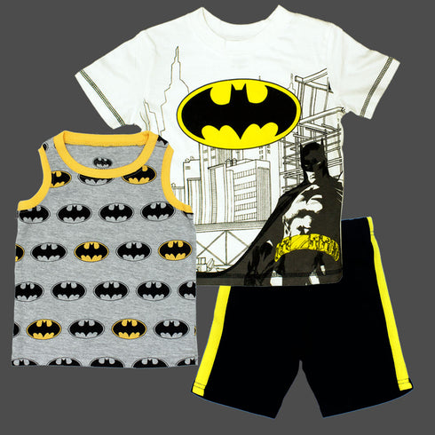 BatMan Chest Print White and Grey Premium 3 Piece Set