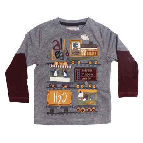 TU Happy Snappy Company Grey Boys Premium Cotton Tshirt