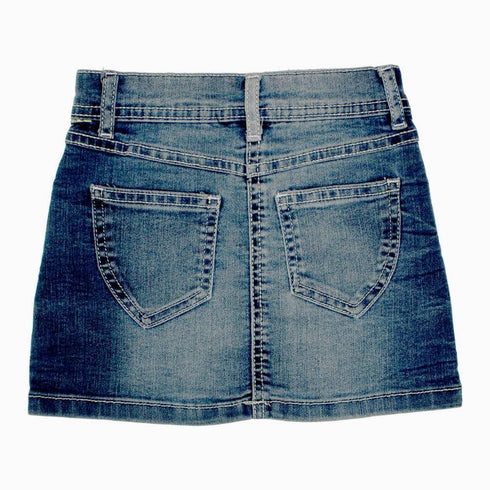 Dopo Dopo hearts Embroidered Girls Blue Denim Skirt