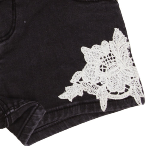 RIVER ISLAND Flower Less Black Girls Denim Short