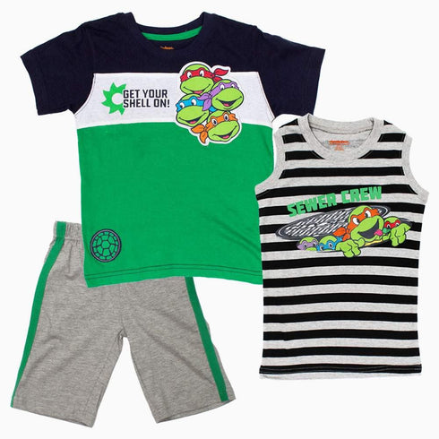 TMNT Get your shell on Blue and Green Boys 3 Piece Set