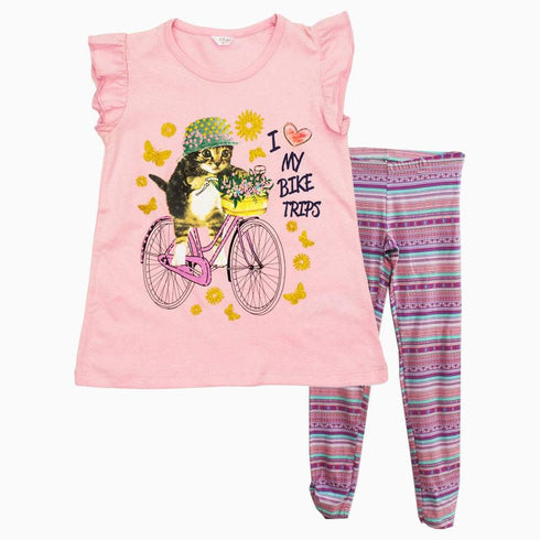 Glitter Bike Trip Girls Pink Premium 2 Piece Set