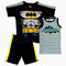 BatMan Chest Print Boys Black and Grey 3 piece Set