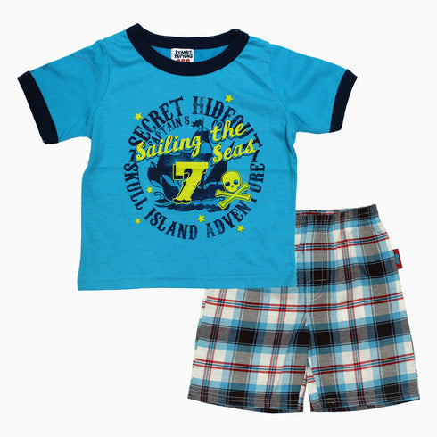 Peanut Buttons Sailing Seas Boys 2 Piece Blue Set