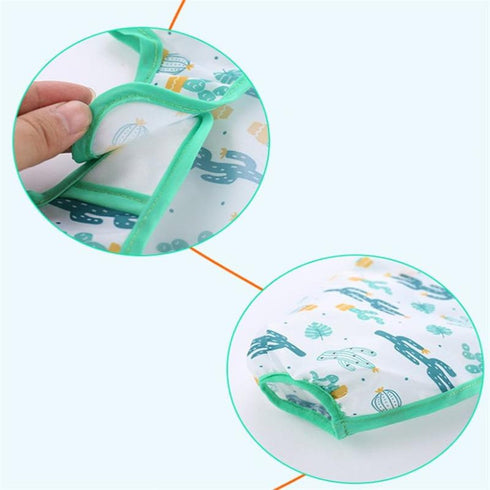 Baby Kids Cactus Tree Green Toddler Long Sleeve Waterproof Eating Smock Feeding Bib