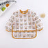 Baby Kids Bear Face Yellow Toddler Long Sleeve Waterproof Eating Smock Feeding Bib