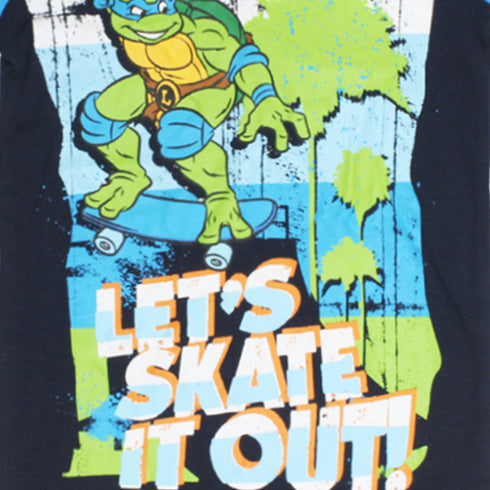 NICKELODEON Skate Out Turtles Blue Raglan Sleeves Premium Cotton Tshirt