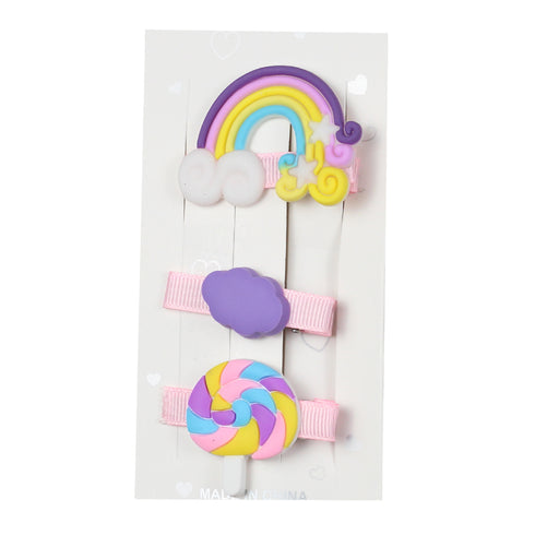 Purple Rainbow Hair Clip Piece Set