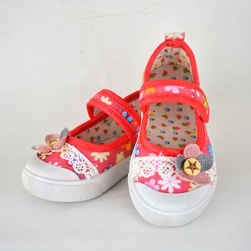 Pink Flower Girls Pumps