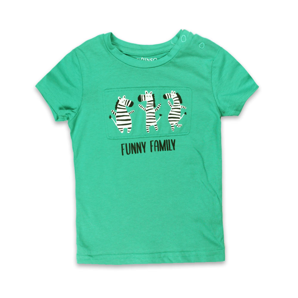 IN EXTENSO Funny Family Green Boys Cotton T shirt Globalstock