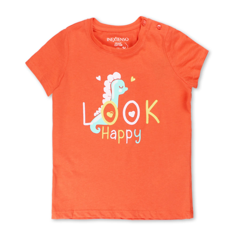 IN EXTENSO Look Happy Orange Girls Cotton T shirt – Globalstock