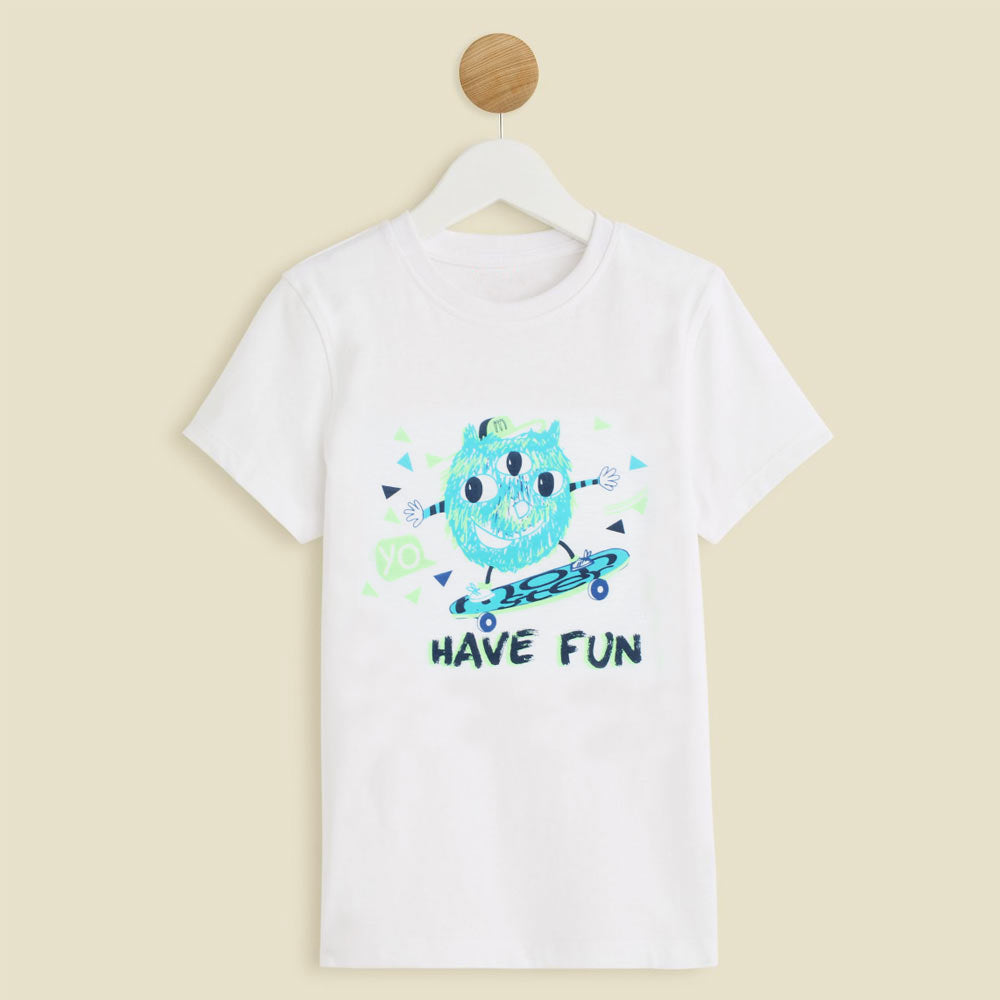 INEXTENSO Monster Print White Unisex Cotton Tshirt – Globalstock